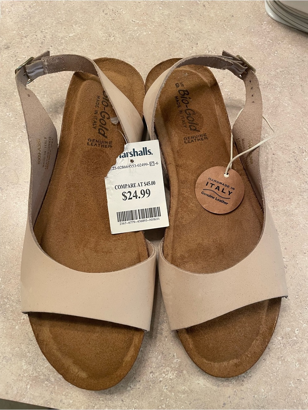 Bio-Gold Women’s Genuine Leather Beige Slingback Sandals